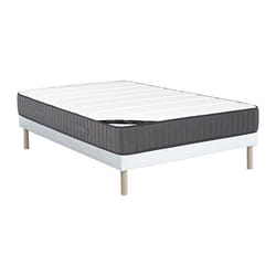 Ensemble 140 X 190 Cm Sommier + Matelas Hybride Ressorts Ensachés 7 Zones Et Mousse Haute Résilience Ép.26cm - Audace De Palacio
