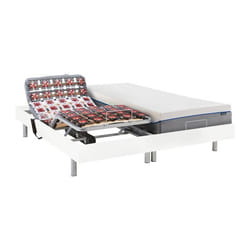 Lit électrique de relaxation tout plots + matelas mémoire de forme - 2 x 70 x 190 cm - Blanc - HESIODE III de YSMÉE