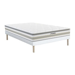 Vente-unique - Ensemble 140 X 190 Cm Sommier + Matelas Ressorts Ensachés Et Surmatelas Intégré Ép.29cm - Canterbury De Ysmée