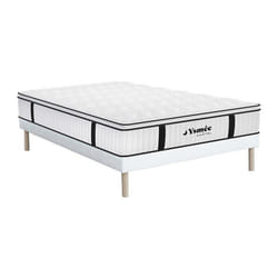 Vente-unique - Ensemble 140 X 190 Cm Sommier + Matelas Anti-feu Ressorts Ensachés Et Surmatelas Intégré Ép.28 Cm - Delice De Ysmée Hôtel