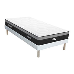 Vente-unique - Ensemble 90 X 200 Cm Sommier + Matelas Hybride Ressorts Ensachés 7 Zones Et Mémoire De Forme Ép.25cm - Amarante De Naturea