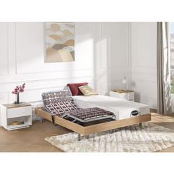 Sommier électrique de relaxation déco 2x48 plots - 2 x 70 x 190 cm - Chêne naturel - NAFURI de YSMÉE