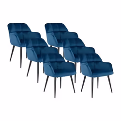 Lot de 6 chaises  avec accoudoirs - Velours et métal - Bleu - PEGA de PASCAL MORABITO