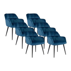 Lot de 6 chaises  avec accoudoirs - Velours et métal - Bleu - PEGA de PASCAL MORABITO