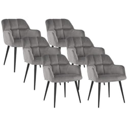 Lot de 6 chaises avec accoudoirs - Velours et métal - Gris - pega de Pascal Morabito