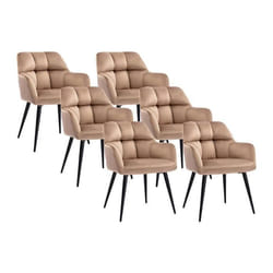 Lot de 6 chaises  avec accoudoirs - Velours et métal - Beige - PEGA de PASCAL MORABITO