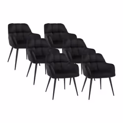 Lot de 6 chaises  avec accoudoirs - Velours et métal - Noir - PEGA de PASCAL MORABITO