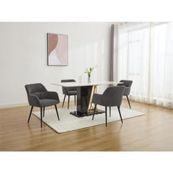 Lot de 6 chaises HEKA - VENTE-UNIQUE - Avec accoudoirs - Tissu effet velours et métal - Gris anthracite