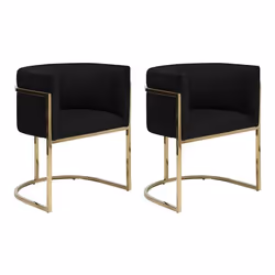 Lot de 2 chaises avec accoudoirs - Velours et acier inoxydable - Noir et doré - PERIA de Pascal MORABITO