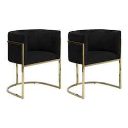 Lot de 2 chaises avec accoudoirs - Velours et acier inoxydable - Noir et doré - PERIA de Pascal MORABITO