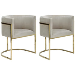 Lot de 2 chaises avec accoudoirs - Velours et acier inoxydable - Beige et doré - peria de Pascal Morabito