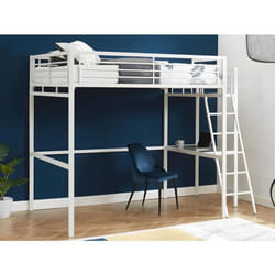 Lit mezzanine CASUAL II - 140 x 190 cm - plateforme bureau - Blanc + matelas