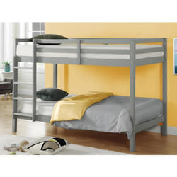 Lits superposés ANICET II - 2 x 90 x 190cm - Pin Massif - Gris + matelas