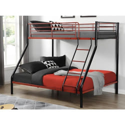 Lits superposés ELEVATIO IV - 90 et 140 x 190 cm - Acier - Noir et rouge + matelas