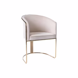 Chaise avec accoudoirs en velours et métal - Crème et doré - JOSETHE de Pascal MORABITO