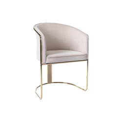 Chaise avec accoudoirs en velours et métal - Crème et doré - JOSETHE de Pascal MORABITO