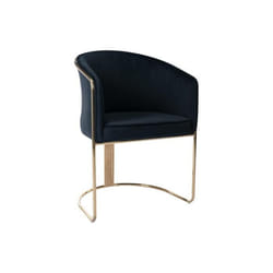 Chaise avec accoudoirs en velours et métal - Noir et doré - JOSETHE de Pascal MORABITO