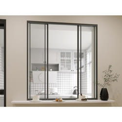 Verrière coulissante en aluminium thermolaqué noir 120x130 cm - RAVENA