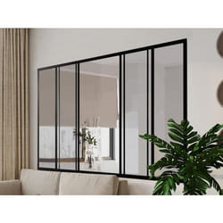 Verrière coulissante en aluminium thermolaqué noir 180x130 cm - RAVENA