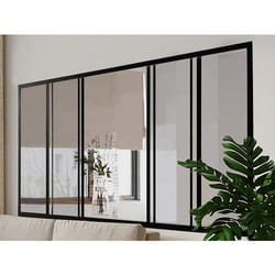 Verrière coulissante en aluminium thermolaqué noir 180x105 cm - RAVENA