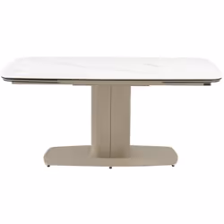 La table à manger CARIOULA offre un alliage de matières surprenant avec de la céramique, du verre trempé et du métal qui font ...
