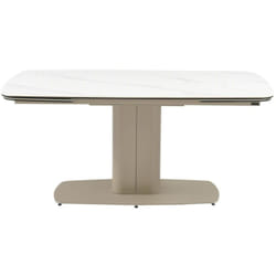 Table à manger extensible 6 à 10 personnes en céramique et métal - Effet marbre blanc et taupe - carioula de Pascal Morabito