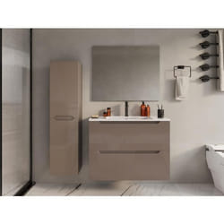 Colonne de salle de bain suspendue - Taupe - L30 x l30 x 120 cm - STEFANIE
