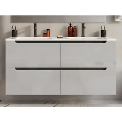 Meuble sous vasque suspendu - Blanc - L120 x H57 cm - SELITA