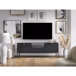 Meuble TV avec 2 portes 1 tiroir et 1 niche - Noir - LIOUBA de Pascal MORABITO