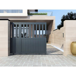 Portail électrique coulissant aluminium ajouré L401 x H140 cm anthracite en kit TARNOS II - VENTE-UNIQUE