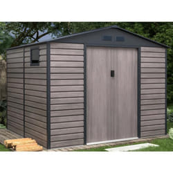 Abri de jardin métal en acier galvanisé effet bois gris 717 m² - ADELMO