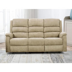 Canapé 3 places relax électrique en tissu taupe avec tablette NEVERS