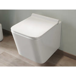 Wc Suspendu Blanc Brillant En Céramique Sans Bride - Clemona