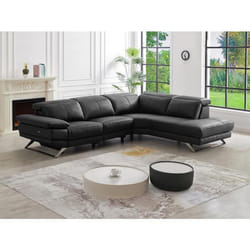 Canapé dangle droit relax électrique en cuir de vachette noir PUNO II