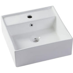 Vente-unique - Vasque à poser carrée en céramique blanche - 41 cm - verini