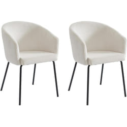 Pascal Morabito - Lot de 2 chaises avec accoudoirs en velours côtelé et métal - Crème - moroni de