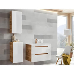 Colonne de salle de bain coloris naturel et blanc - L35 x l22 x H75 cm - ARUBA