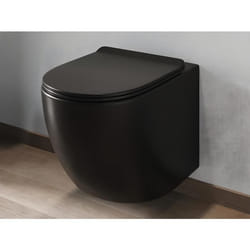 WC suspendu noir mat en céramique sans bride - JAVOINE
