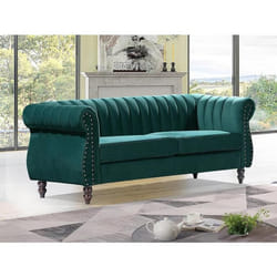 Canapé chesterfield 3 places en velours vert émeraude TRUMBO