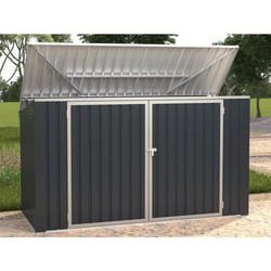 Abri pour poubelle triple en acier galvanisé gris anthracite - L237 x P101 x H131 cm - ILARIO
