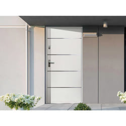 Porte D'Entrée En Acier Pleine Et Inox H207 X L100 Cm Blanc - Poussant Droit - Naxara