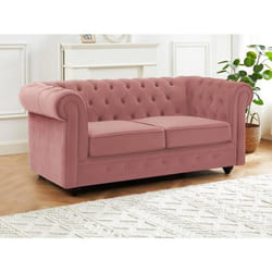 Canapé 2 places en velours rose pastel CHESTERFIELD