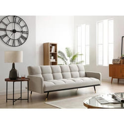 Canapé 3 places convertible en tissu beige ROREMA