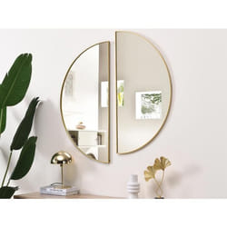 Lot de 2 miroirs demi-cercle design en métal - L.50 x H.100 cm - Doré - GAVRA