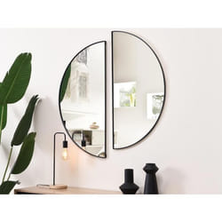 Lot de 2 miroirs demi-cercle design en métal - L.50 x H.100 cm - Noir - GAVRA