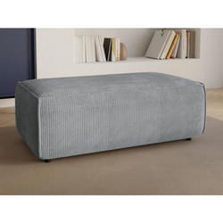 Pouf en velours côtelé gris clair AMELIA