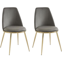Lot de 2 chaises en velours et métal doré - Gris - nebina de Pascal Morabito