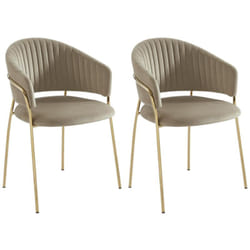 Lot de 2 chaises en velours et métal doré - Beige - madolia de Pascal Morabito