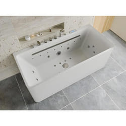 Baignoire balnéo semi-ilot blanche - 1 place - 470 L - 170 x 75 cm - KIRANA