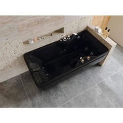Baignoire balnéo noire - 1 place - 140L - 150 x 75 x 545 cm - Angle droit - GAVINO